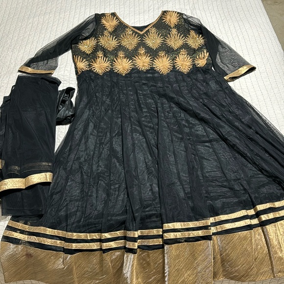 Black & Gold Anarkali Dress - Picture 1 of 1